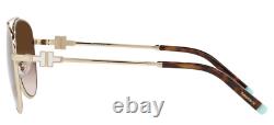 Authentic TIFFANY Sunglasses TF 3080-60213B Pale Gold withBrown Lens 59mm NEW