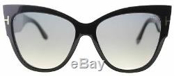 Authentic Tom Ford Anoushka FT0371 TF 371 01B Black Large Cat Eye Sunglasses