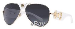 Authentic Unisex VERSACE Sunglasses VE 2150Q 1341/87 Gold-White / Grey Lens