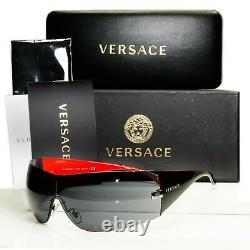 Authentic Versace Sunglasses Black Shield Mens Womens Visor Ski 2054 1001/87