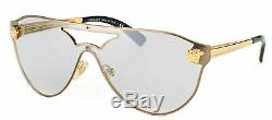 Authentic Versace VE 2161 10026G Gold Metal Sunglasses Light Silver Mirror Lens