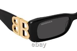 Balenciaga BB0096S 001 Black Gold Grey Lens Women Sunglasses Small Authentic