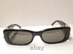 Balenciaga BB0096S Women's Black Gold Frame Grey Lens Rectangular Sunglasses 51M