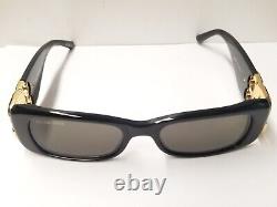 Balenciaga BB0096S Women's Black Gold Frame Grey Lens Rectangular Sunglasses 51M