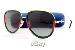 Brand New GUCCI Sunglasses GG 0062/S 003 Gold Red Green/Gray For Men Women