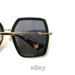 Brand New GUCCI Sunglasses GG 0106/S 001 Black Gold/Grey Women Men Unisex