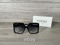 Brand New Gucci GG 0876 Black & Gold Oversized Sunglasses Ships Now