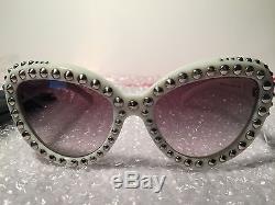Brand New Trendy Prada Women`s Cat-Eye Stud Sunglasses White