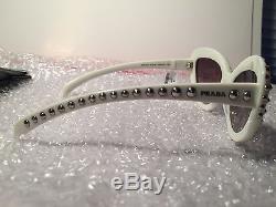 Brand New Trendy Prada Women`s Cat-Eye Stud Sunglasses White