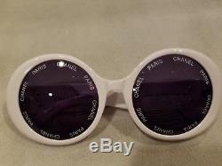 CHANEL 01949 10601 Vintage Round White Paris Sunglasses GORGEOUS