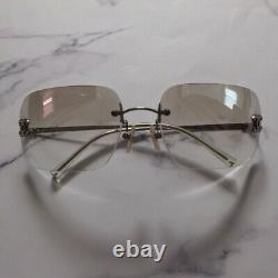 CHANEL 4017-D Frameless Sunglasses Silver Metal Excellent Condition RARE
