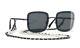 Chanel 4244 Square Dark Silver / Gray Lens With Pearl Chain Sunglasses %100auth