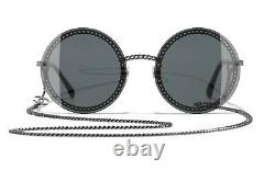 CHANEL 4245 Oval Dark Silver Frame Gray Lens with Chain Sunglasses