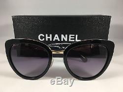 CHANEL 5368H 501 Black/Gold Women Sunglasses Grey Lens 100% UV