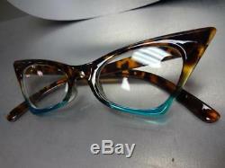 CLASSIC RETRO CAT EYE Style Clear Lens EYE GLASSES Tortoise & Turquoise Frame