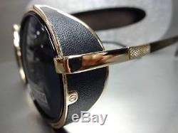 CLASSIC VINTAGE RETRO 60's STEAMPUNK CYBER Round Blinder SUN GLASSES Gold Frame