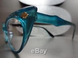CLASSIC VINTAGE RETRO CAT EYE Style Clear Lens EYE GLASSES Teal Fashion Frame