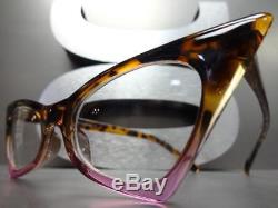 CLASSIC VINTAGE RETRO CAT EYE Style Clear Lens EYE GLASSES Tortoise & Pink Frame