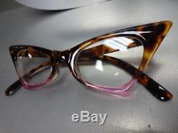 CLASSIC VINTAGE RETRO CAT EYE Style Clear Lens EYE GLASSES Tortoise & Pink Frame