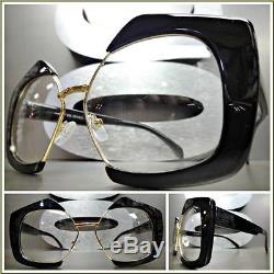 CLASSIC VINTAGE RETRO Style Clear Lens EYE GLASSES Black & Gold Fashion Frame