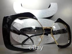 CLASSIC VINTAGE RETRO Style Clear Lens EYE GLASSES Black & Gold Fashion Frame