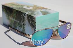 COSTA DEL MAR Fernandina POLARIZED Sunglasses Brushed Gold/Green Mirror 580G NEW