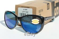 COSTA DEL MAR La Mar 580P POLARIZED Sunglasses Womens Black White Aqua/Blue NEW