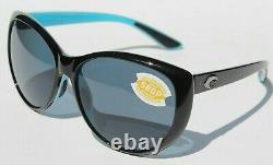 COSTA DEL MAR La Mar 580P POLARIZED Sunglasses Womens Black/White/Aqua/Gray NEW