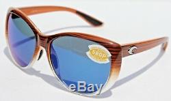 COSTA DEL MAR La Mar 580P POLARIZED Sunglasses Womens Wood Fade/Blue Mirror NEW