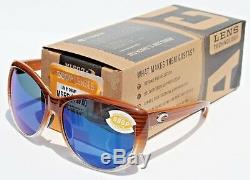 COSTA DEL MAR La Mar 580P POLARIZED Sunglasses Womens Wood Fade/Blue Mirror NEW
