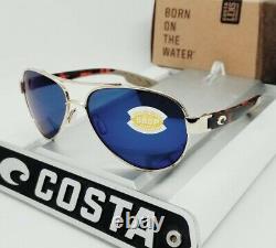 COSTA DEL MAR gold-tortoise/blue mirror LORETO POLARIZED 580P sunglasses! NEW