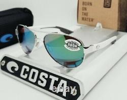 COSTA DEL MAR silver/green mirror LORETO POLARIZED 580G GLASS sunglasses NEW