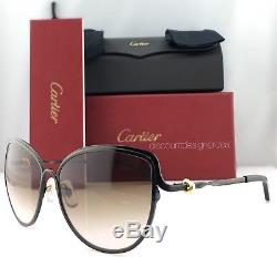 Cartier Cat Eye Sunglasses Trinity Black Metal Brown Gradient ESW00187