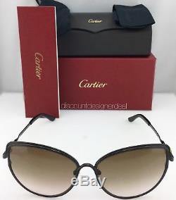 Cartier Cat Eye Sunglasses Trinity Black Metal Brown Gradient ESW00187