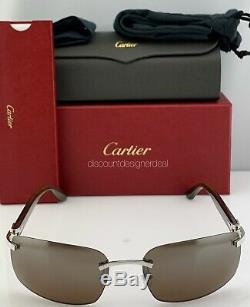 Cartier Frameless Sunglasses Brown Buffalo Horn Brown Polarized Lens CT0046S 002
