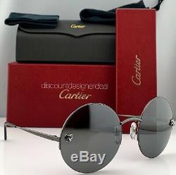 Cartier Panthère Round Sunglasses Gray Titanium Silver Mirror Lens 58mm NEW
