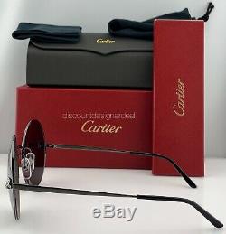 Cartier Panthère Round Sunglasses Gray Titanium Silver Mirror Lens 58mm NEW
