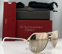 Cartier Première Sunglasses CT0053S 003 Gold White Leather Gold Polarized 61mm