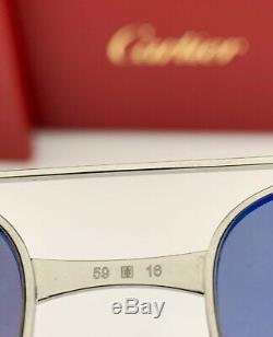 Cartier Santos Aviator Sunglasses CT0038S 003 Silver Gold Silver Mirror 59mm NEW