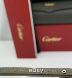 Cartier Santos Aviator Sunglasses Khaki Green Silver Real Wood Calfskin Leather