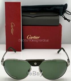 Cartier Santos Aviator Sunglasses T8200874 Dark Green Ruthenium Green Polarized
