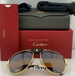 Cartier Santos Dumont Aviator Sunglasses Gold Brown Polarized Lens CT0074S 003