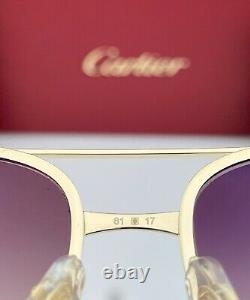 Cartier Santos Sunglasses CT0034S 012 Gold Metal Frame Brown Gradient Lens 61mm