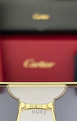 Cartier Santos Sunglasses CT0230S 003 Gold Frame Golden Mirror Gray Lens 59mm