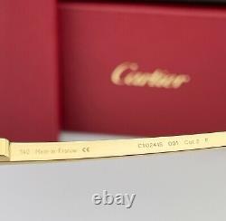 Cartier Santos Sunglasses CT0241S 001 Gold & Black Frame Gray Polarized Lens 57