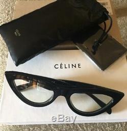 Celine CL400191 Black Cat Eye Sunglasses yellowish clear lens Phoebe Philo