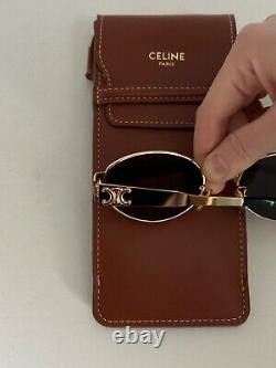 Celine CL40235U Oval Black Lenses Gold Frame sunglasses 54-18-135