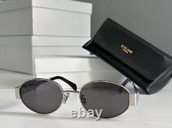 Celine CL40235U Oval Black Lenses Silver Frame sunglasses