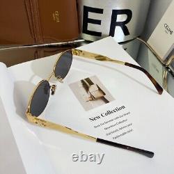 Celine CL40235U Triomphe Metal Sunglasses Gold Frame Green Lens