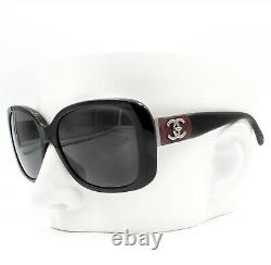Chanel 5234Q 501/3F Sunglasses Polished Black / Red Leather / Silver CC Logo